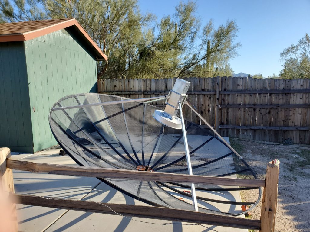 EME dish on ground with feed and scalar ring